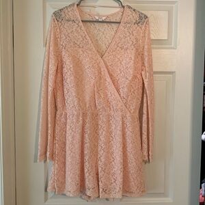 Candies pink floral lace romper